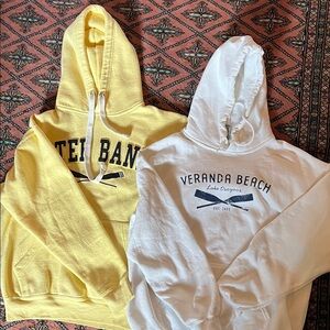 Gildan Heavy Blend White Hoodie and Baypoint heavy blend Butter yellow hoodie